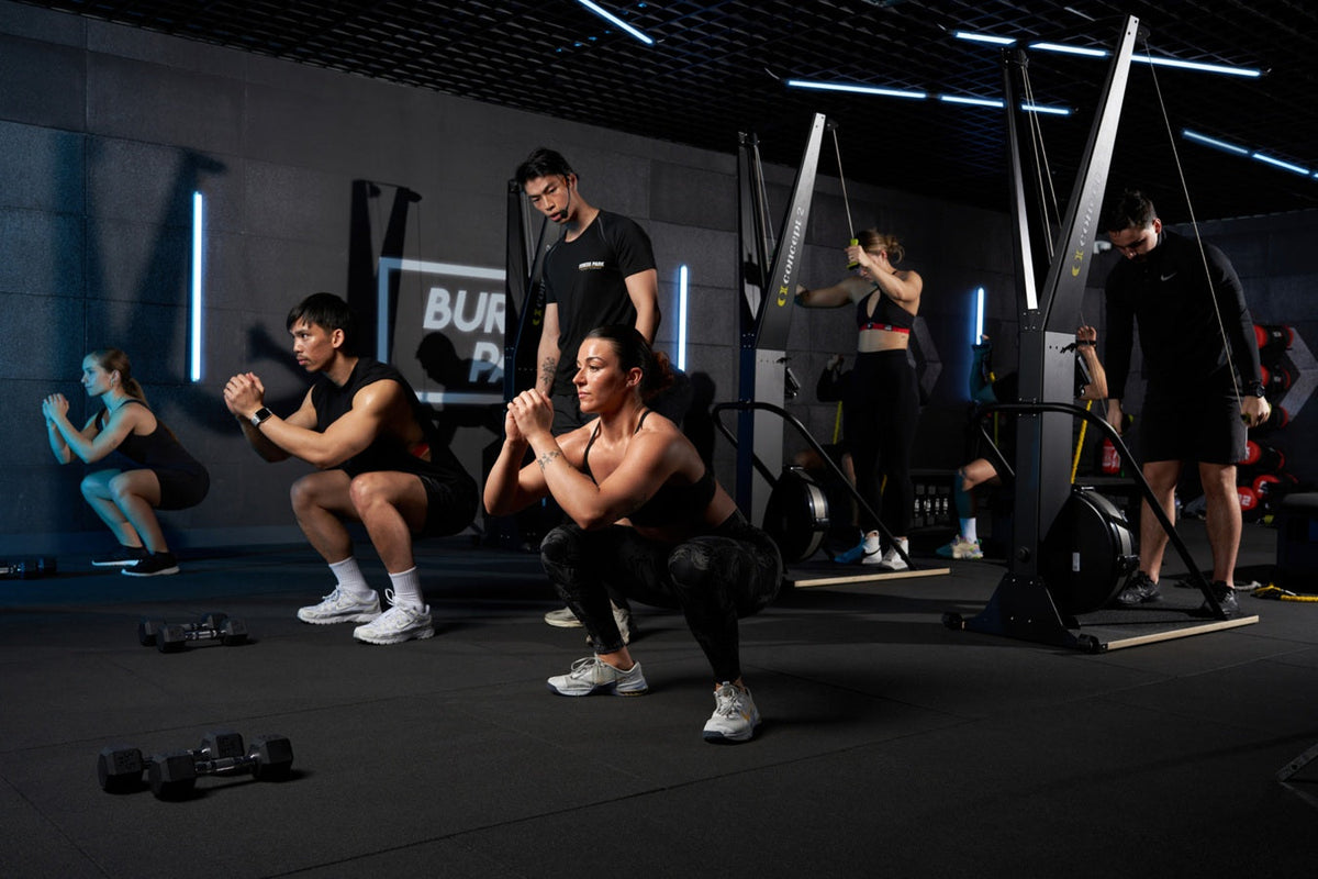 A group of athletes preparing for Hyrox competition