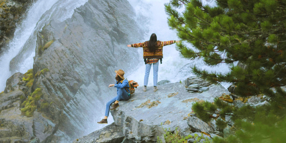 Two people hiking in nature